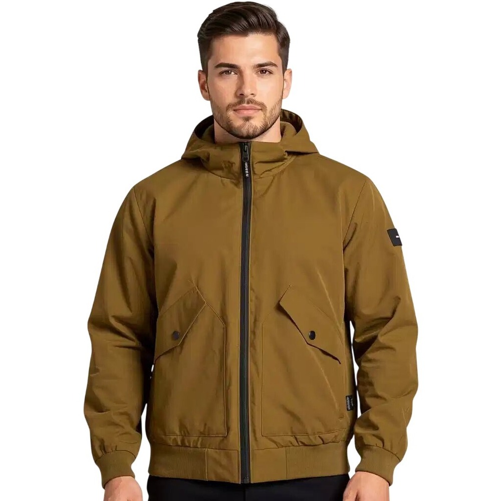 Tommy Hilfiger $225 TH Flex Mens Wind Resistant Bomber Jacket Bronze Brown L NWT